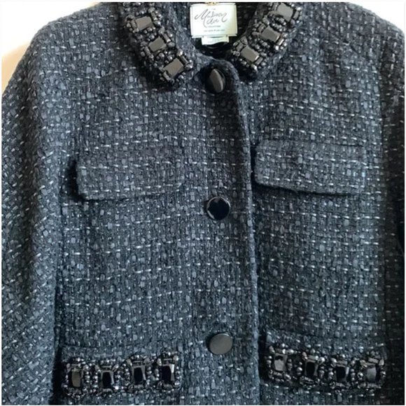 Kate Spade Madison Avenue Yazmen black beaded jacket blazer size 6 PLEASE READ - Picture 3 of 15